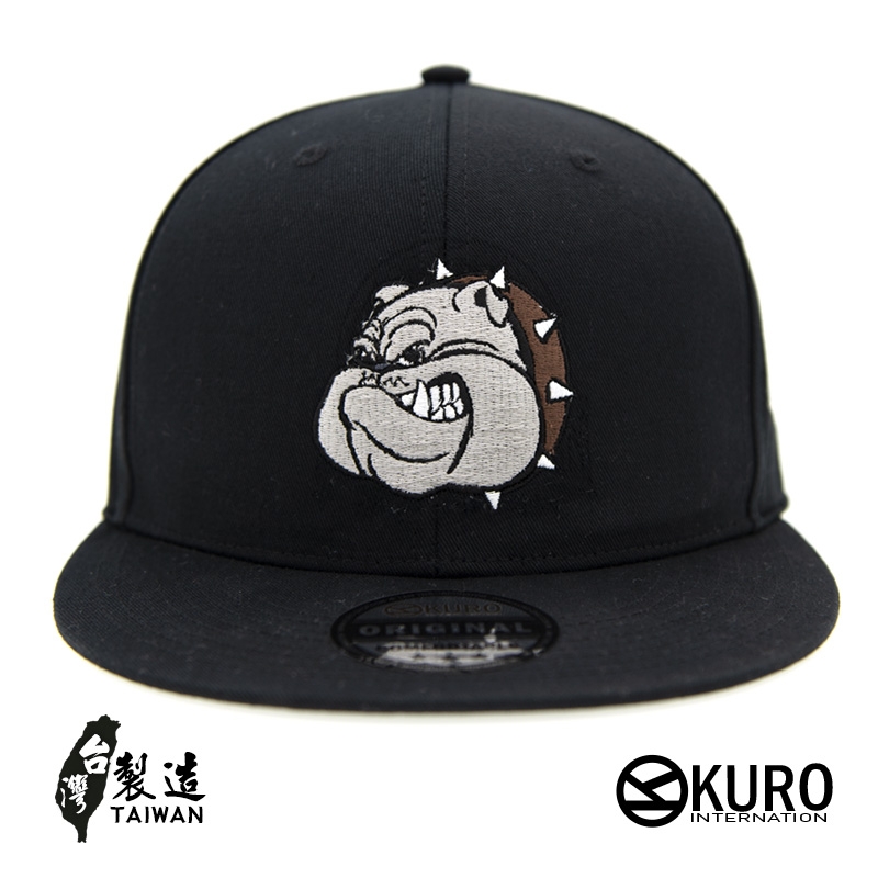 kuro設計款-鬥牛犬電繡潮流帽-平板帽-棒球帽(側邊可客製)