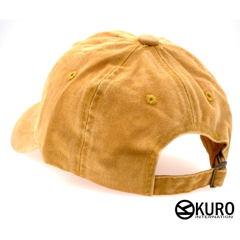 KURO-SHOP 復古水洗 黃色  兒童 少童 老帽棒球帽