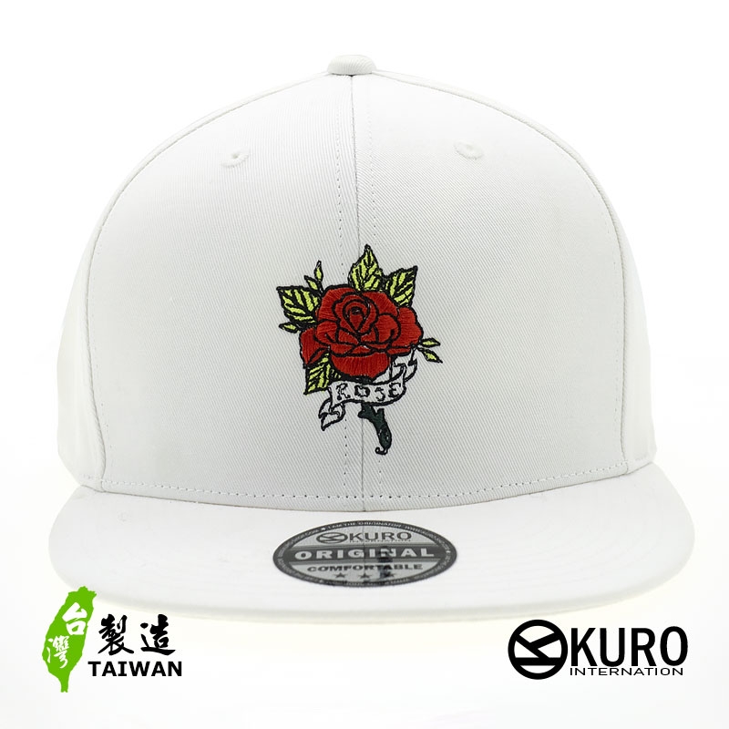 KURO-SHOP 玫瑰花ROSE 電繡板帽-棒球帽(可客製化)
