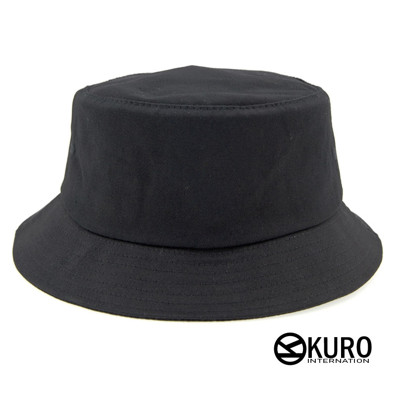 KURO-SHOP 黑色棉質漁夫帽(可客製化電繡)