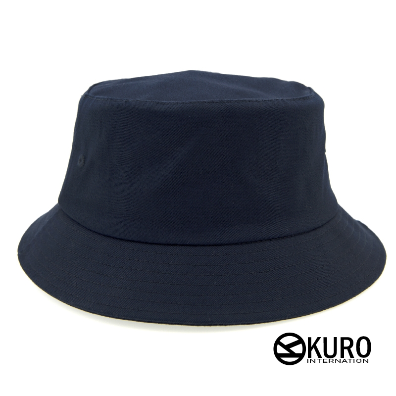 KURO-SHOP 深藍色棉質漁夫帽(可客製化電繡)