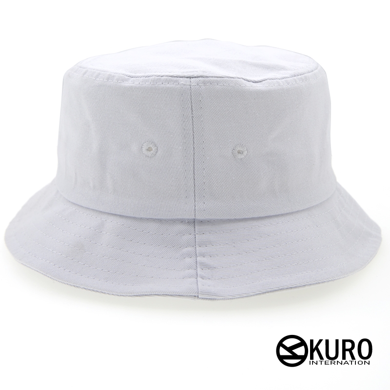KURO-SHOP 白色棉質漁夫帽(可客製化電繡)
