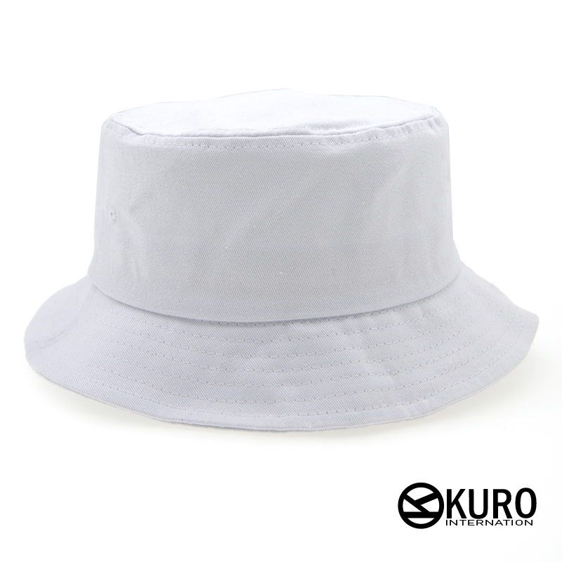 KURO-SHOP 白色棉質漁夫帽(可客製化電繡)