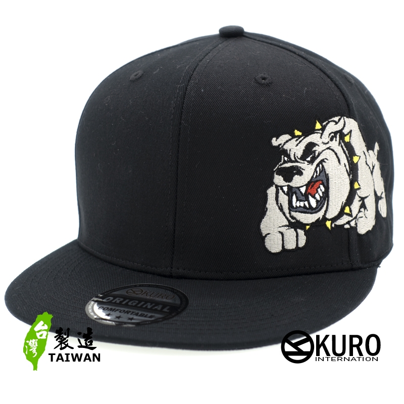 KURO-SHOP-鬥牛犬電繡平板帽-棒球帽(可客製化)