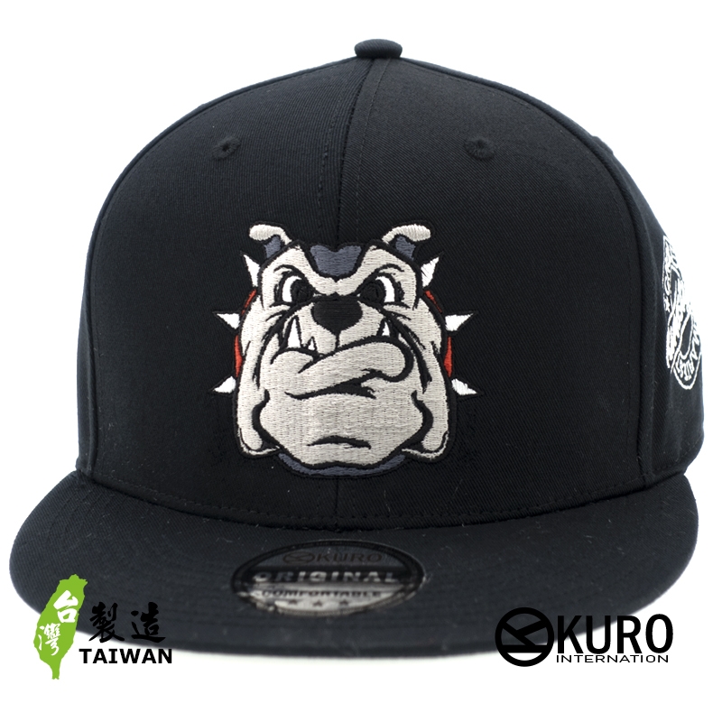 KURO-SHOP-鬥牛犬電繡平板帽-棒球帽(可客製化)