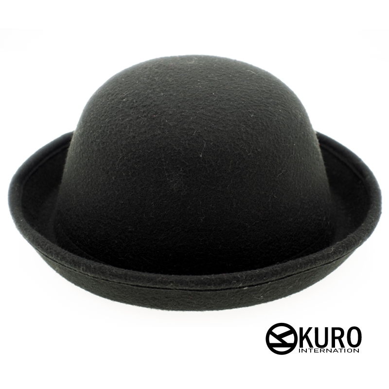 KURO-SHOP 羽毛電繡毛料圓頂帽(可以客製化)