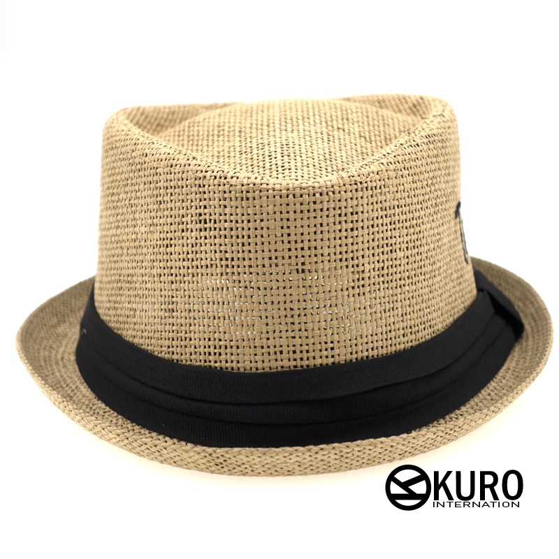 KURO-shop-電繡Taiwan夏日短帽沿紳士草帽(可客製化)