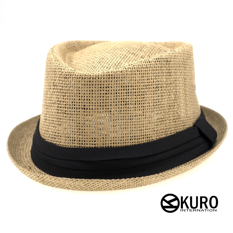 KURO-SHOP-卡色夏日短帽沿紳士草帽(可客製化電繡)
