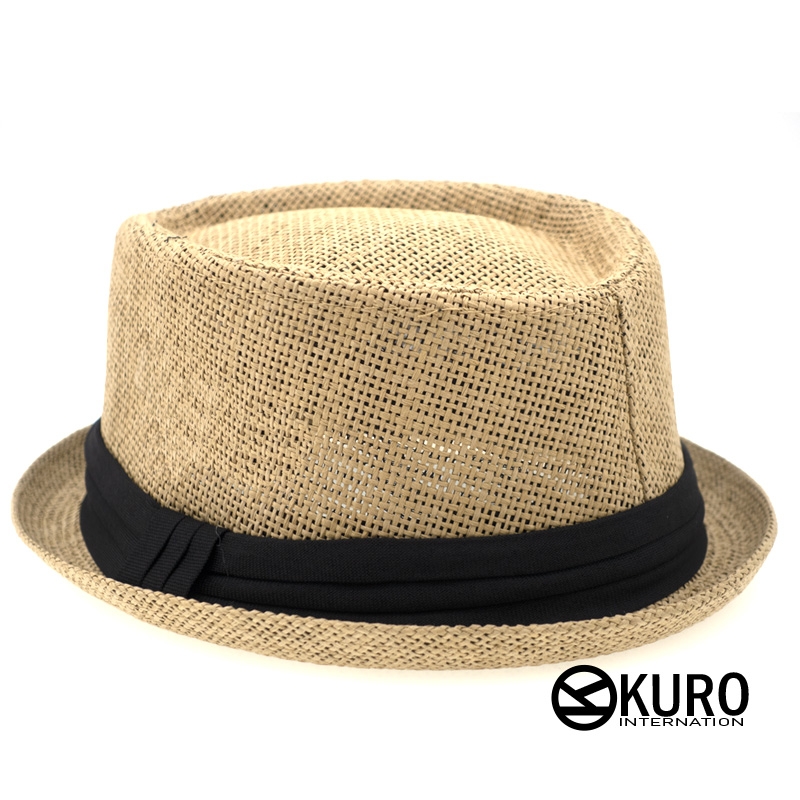 KURO-SHOP-卡色夏日短帽沿紳士草帽(可客製化電繡)