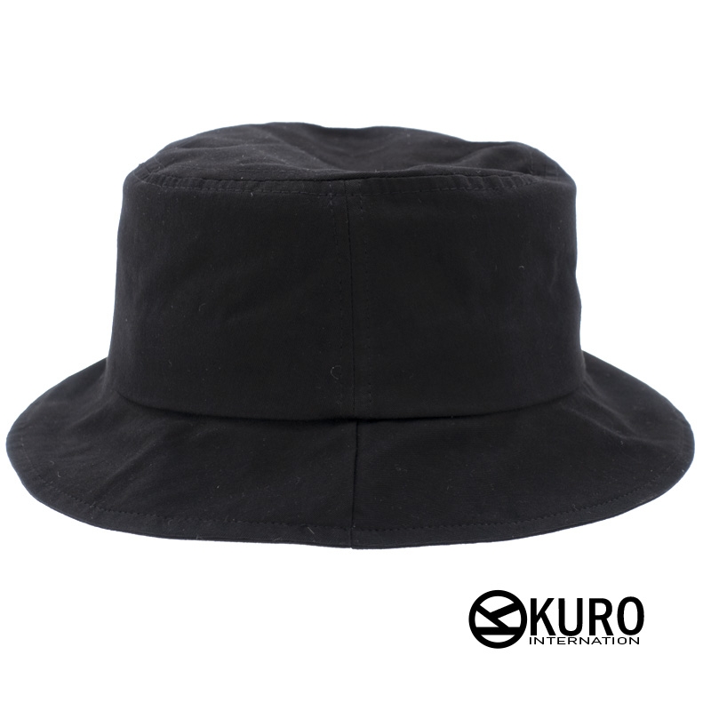 KURO-SHOP 黑色雙層 棉質漁夫帽(可客製化電繡)