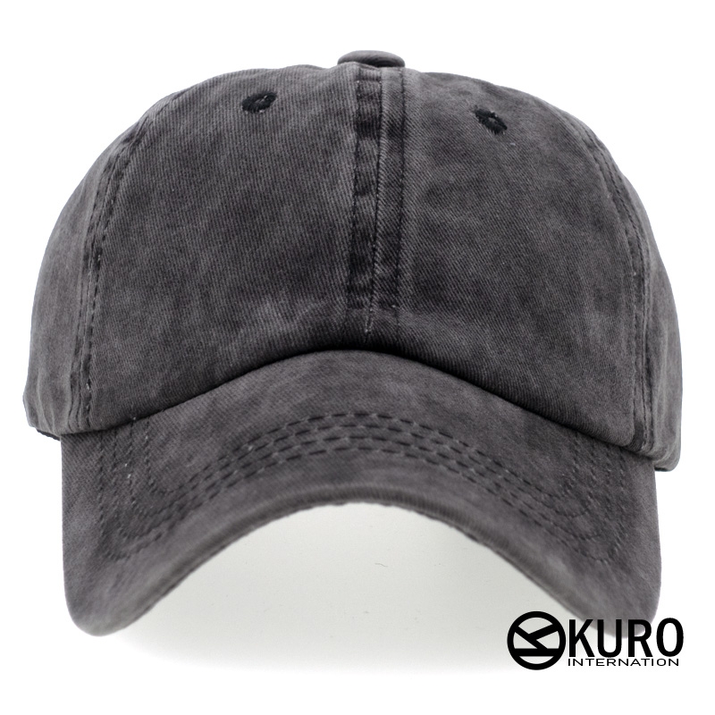 KURO-SHOP 復古水洗 深灰色  兒童 少童 老帽棒球帽