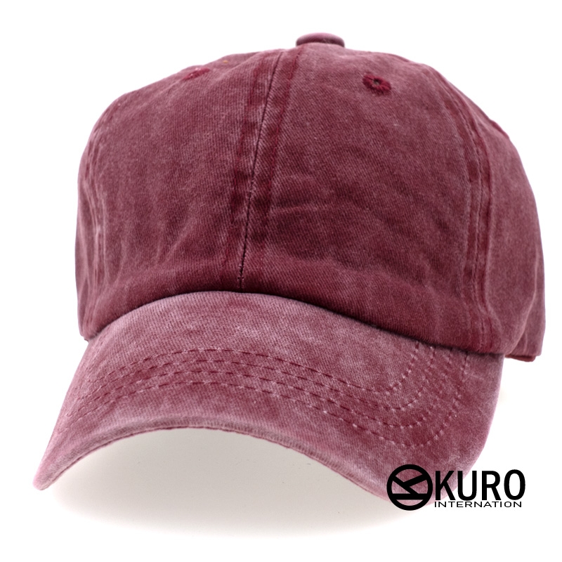 KURO-SHOP 復古水洗 紅色  兒童 少童 老帽棒球帽