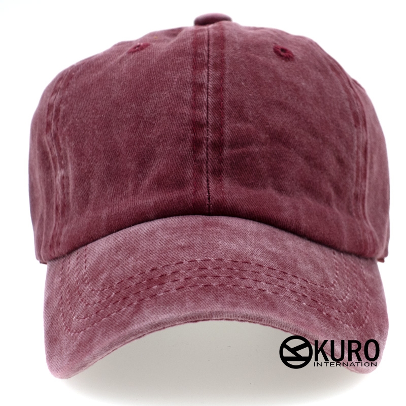 KURO-SHOP 復古水洗 紅色  兒童 少童 老帽棒球帽