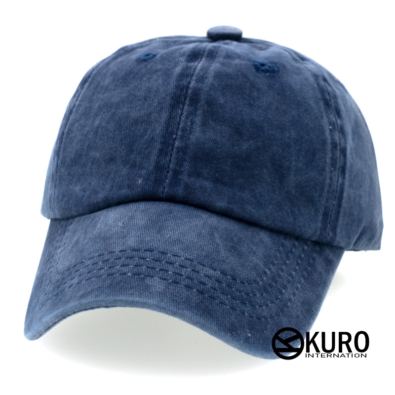 KURO-SHOP 復古水洗 藍色  兒童 少童 老帽棒球帽