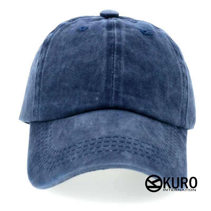 KURO-SHOP 復古水洗 藍色  兒童 少童 老帽棒球帽