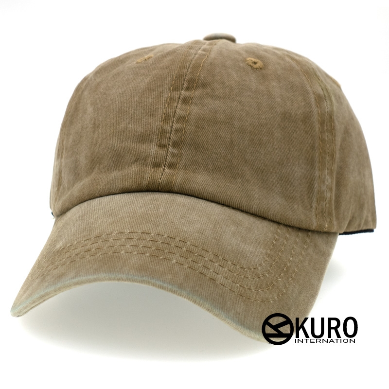 KURO-SHOP 復古水洗 鴕色  兒童 少童 老帽棒球帽