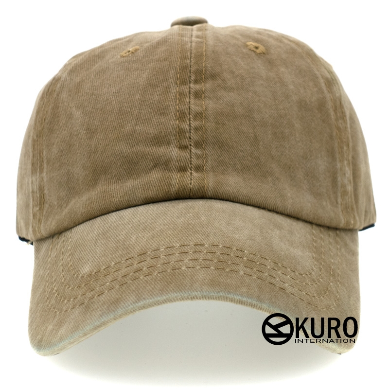 KURO-SHOP 復古水洗 鴕色  兒童 少童 老帽棒球帽