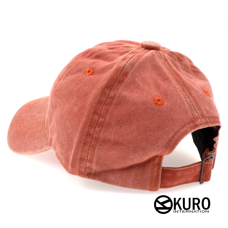 KURO-SHOP 復古水洗 橘色  兒童 少童 老帽棒球帽