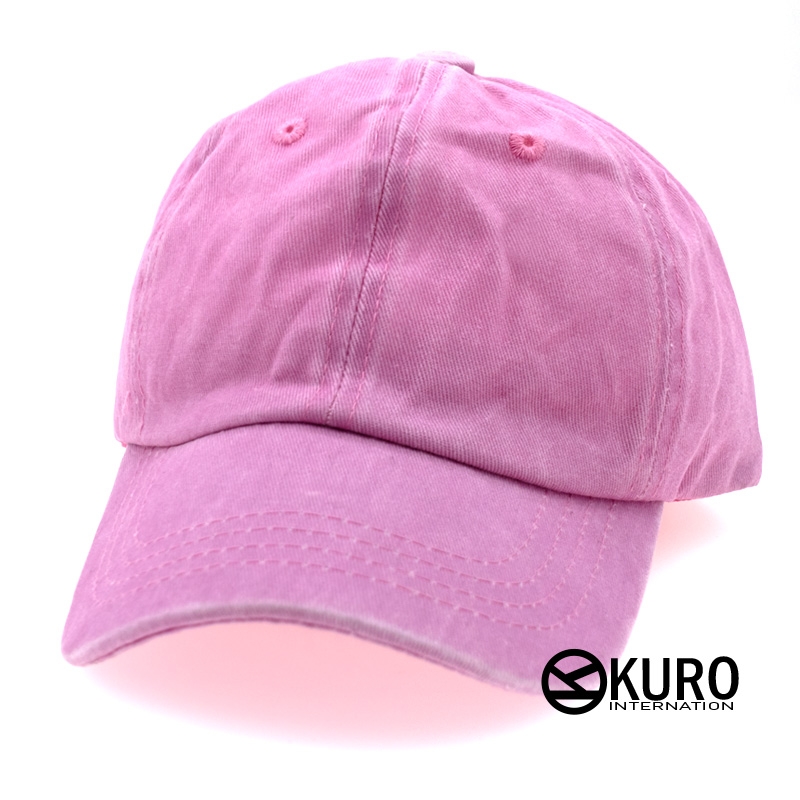 KURO-SHOP 復古水洗 粉紅色  兒童 少童 老帽棒球帽