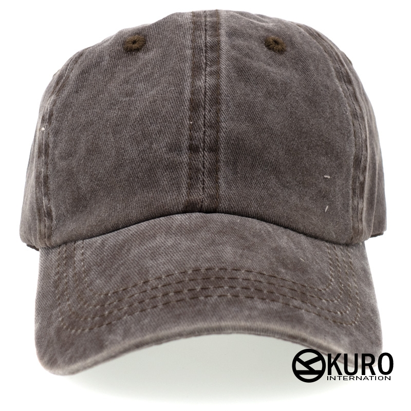 KURO-SHOP 復古水洗 咖啡色  兒童 少童 老帽棒球帽