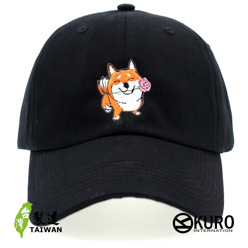 KURO-SHOP  康乃馨  柴犬 電繡 老帽 棒球帽 布帽(可客製化)