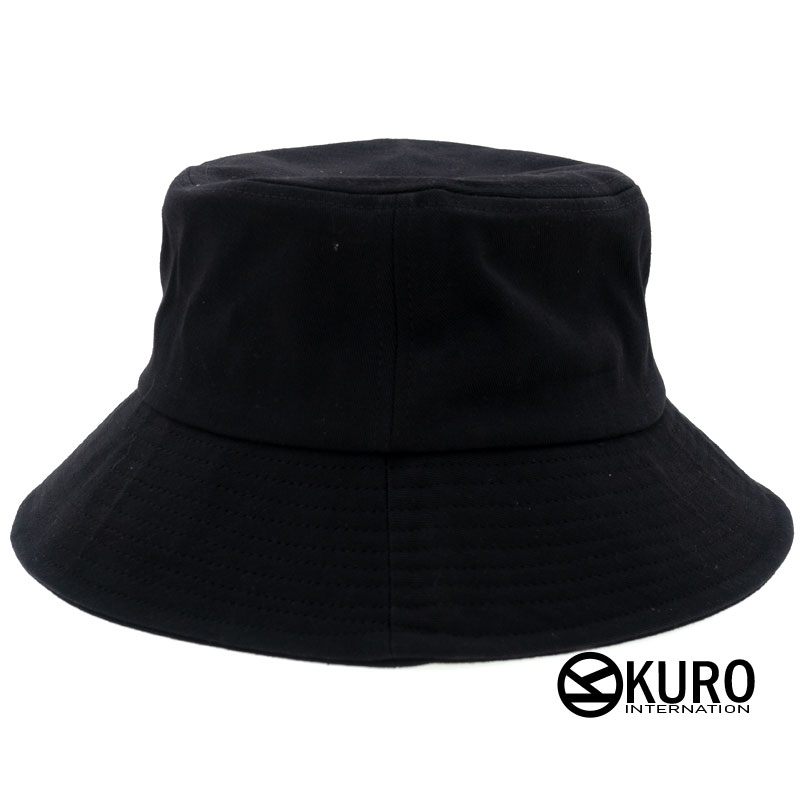 KURO-SHOP 黑色大頭版 棉質漁夫帽(可客製化電繡)