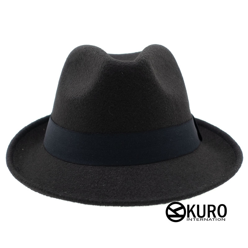 KURO-SHOP 黑色系 玫瑰電繡 毛料紳士帽 