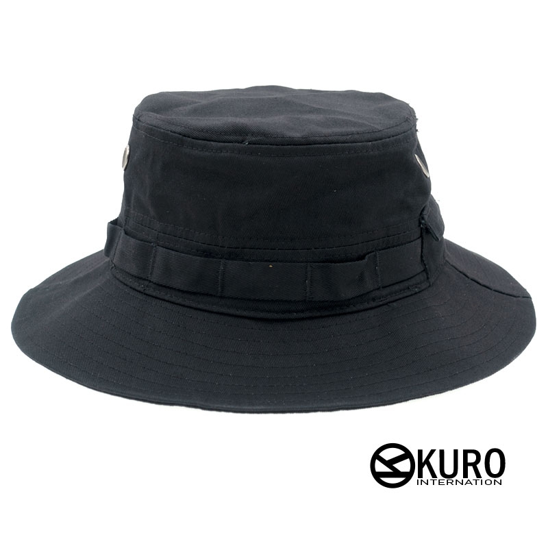 KURO-SHOP 黑色 棉質 奔尼帽 漁夫帽(可客製化電繡)