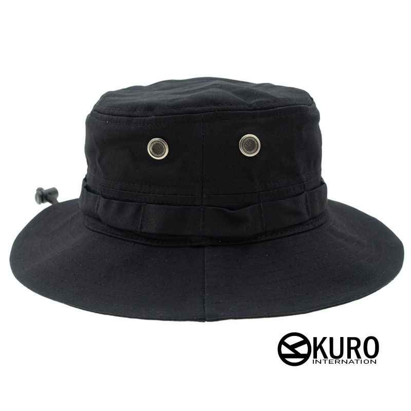 KURO-SHOP 黑色 棉質 奔尼帽 漁夫帽(可客製化電繡)