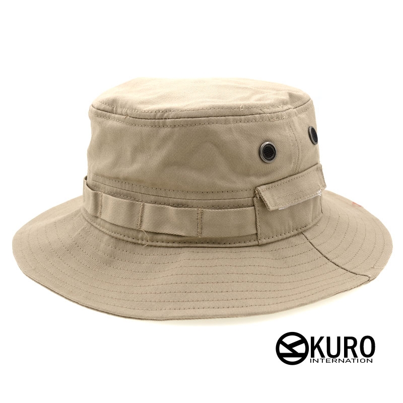 KURO-SHOP 卡其色 棉質 奔尼帽 漁夫帽(可客製化電繡)