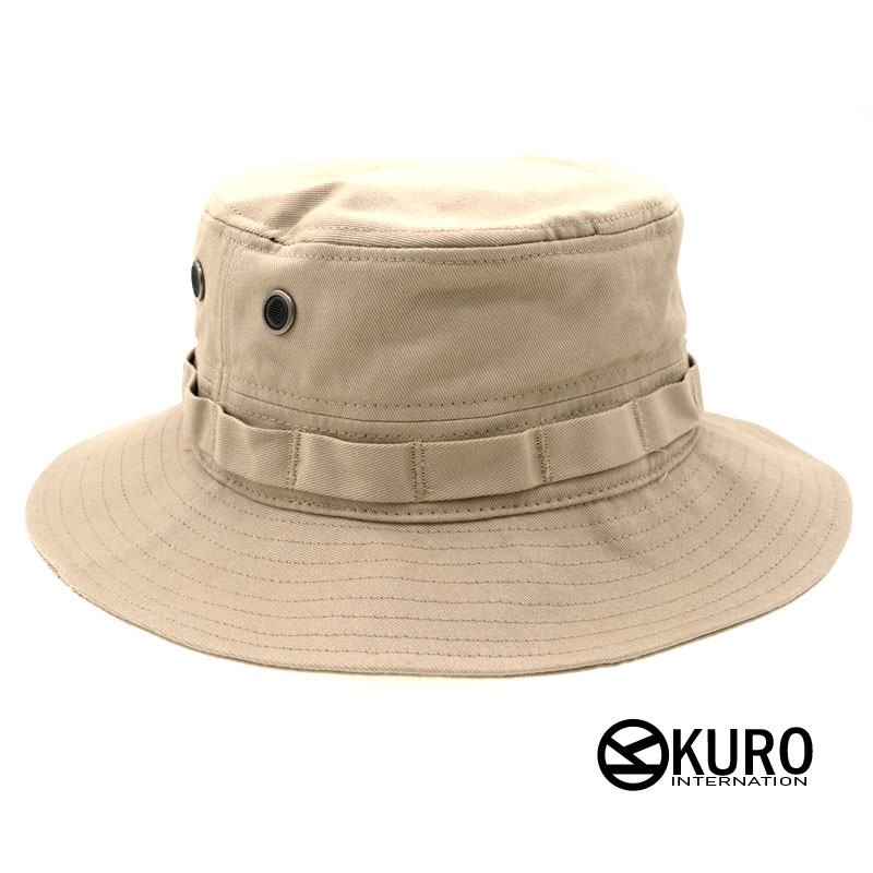 KURO-SHOP 卡其色 棉質 奔尼帽 漁夫帽(可客製化電繡)