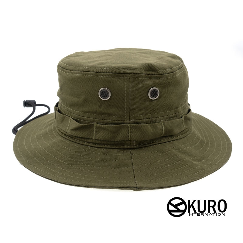 KURO-SHOP 墨綠色 棉質 奔尼帽 漁夫帽(可客製化電繡)