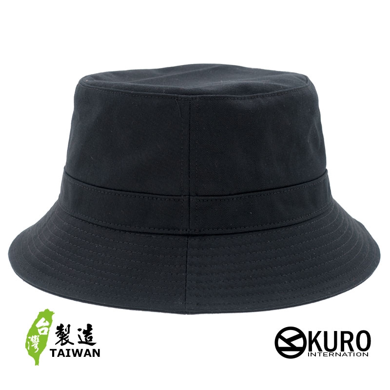 KURO-SHOP 台灣製造 黑色橫條棉質漁夫帽(可客製化電繡)