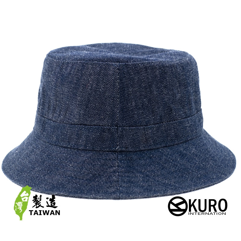 KURO-SHOP 台灣製造 牛仔藍橫條棉質漁夫帽(可客製化電繡)