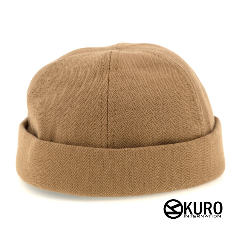 KURO-SHOP 卡其黃色棉質水兵帽 雅痞帽 瓜皮帽 (可客製化)