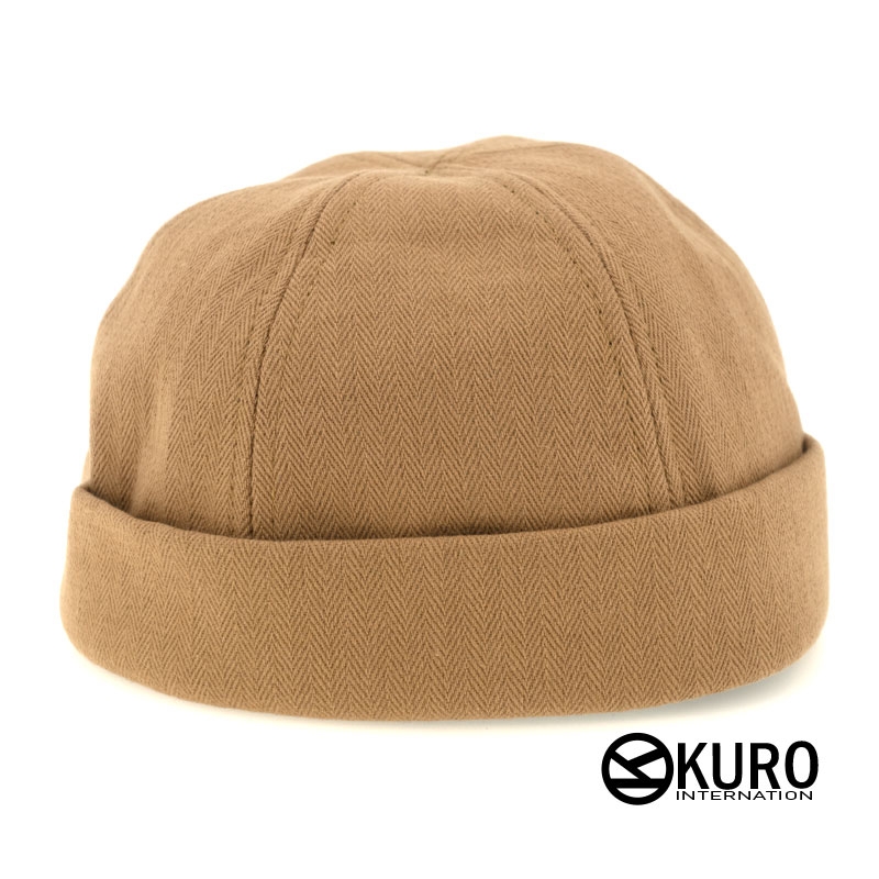 KURO-SHOP 卡其黃色棉質水兵帽 雅痞帽 瓜皮帽 (可客製化)