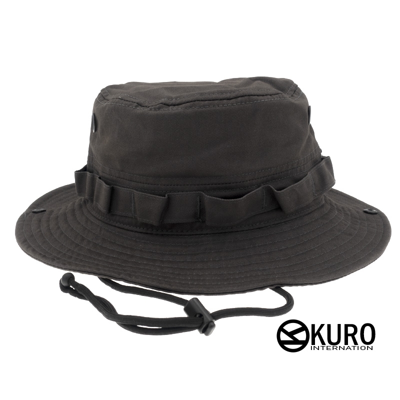 KURO-SHOP 灰綠色 棉質 可調帽圍 奔尼帽 漁夫帽(可客製化電繡)