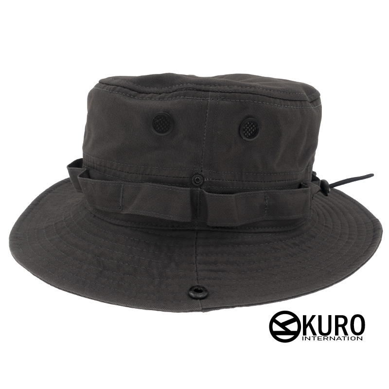 KURO-SHOP 灰綠色 棉質 可調帽圍 奔尼帽 漁夫帽(可客製化電繡)
