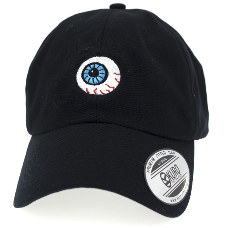 KURO-SHOP  眼球 電繡 老帽 棒球帽 布帽(可客製化)