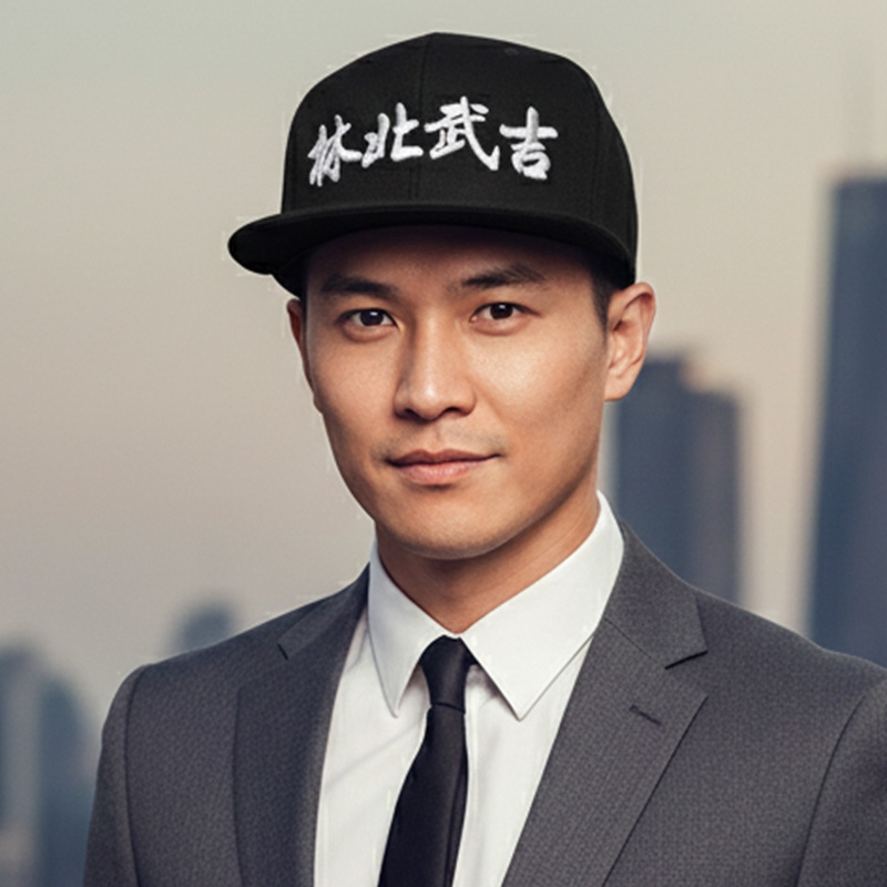 KURO-SHOP 林北武吉 立體繡 潮帽  平板帽-棒球帽(可客製化)