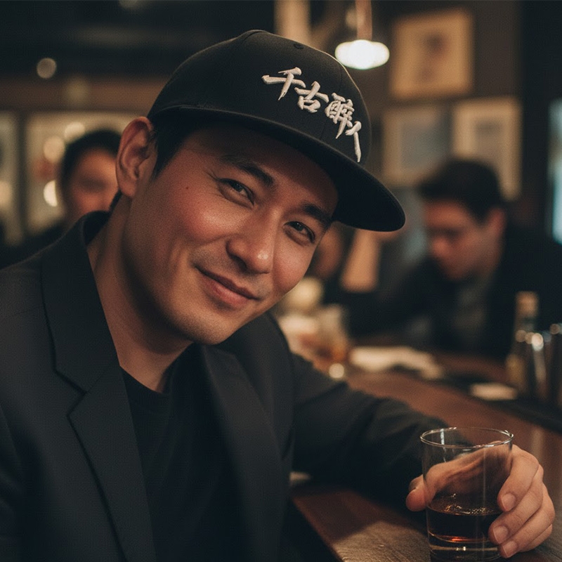 KURO-SHOP 千古醉人 立體繡 潮帽 平板帽-棒球帽(可客製化)