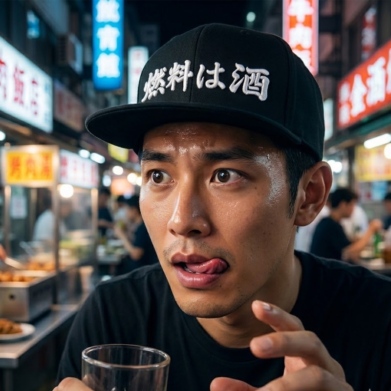 KURO-SHOP 燃料は酒 立體繡 潮帽  平板帽-棒球帽(可客製化)