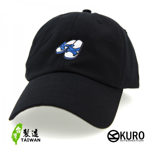 KURO-SHOP 台客精神-藍白拖電繡 老帽 棒球帽 布帽(可客製化)