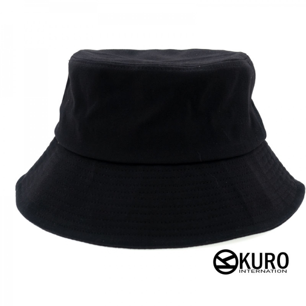 KURO-SHOP 黑色大頭版 棉質漁夫帽(可客製化電繡)