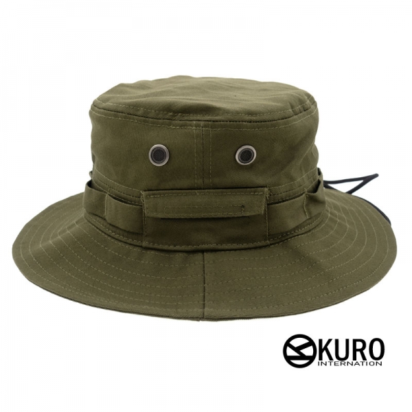 KURO-SHOP 墨綠色 棉質 奔尼帽 漁夫帽(可客製化電繡)