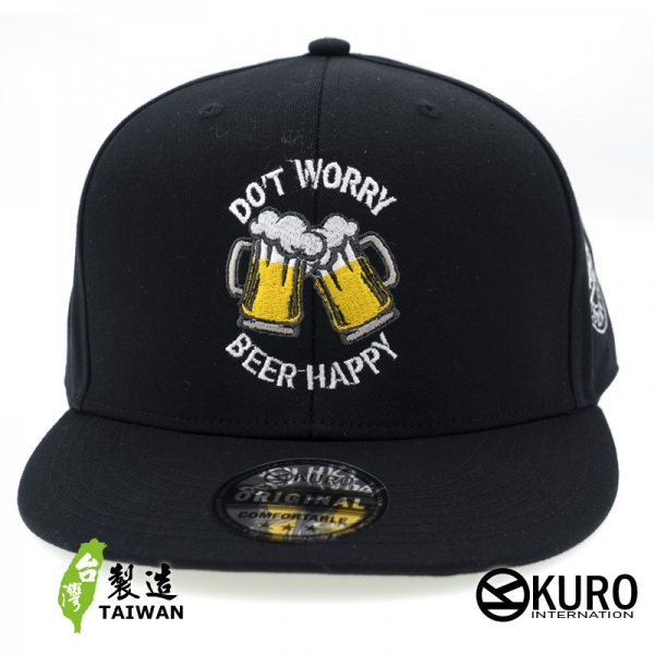 KURO-SHOP Don't worry beer happy 電繡 老帽 棒球帽 布帽(可客製化)