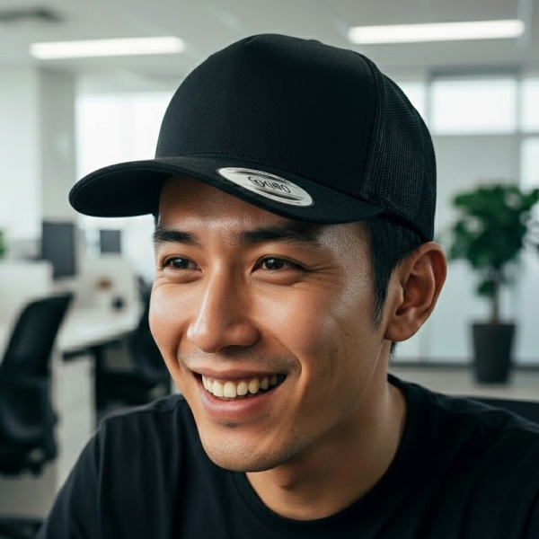 KURO-SHOP 黑色 五片式網帽 (可客製化)