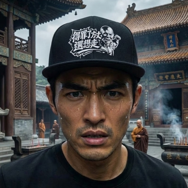 KURO-SHOP 得罪了方丈還想走 潮帽  平板帽-棒球帽(可客製化)