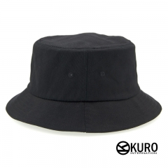 KURO-SHOP 黑色棉質漁夫帽(可客製化電繡)