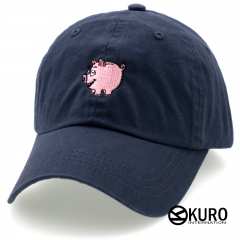 KURO-SHOP 小豬撲滿 電繡 老帽 棒球帽 布帽(可客製化電繡)